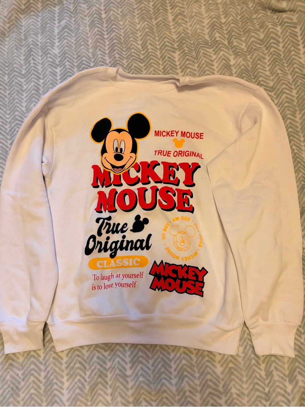 Disney Mickey Mouse Sweatshirt - White with Red, Black & Yellow Accents